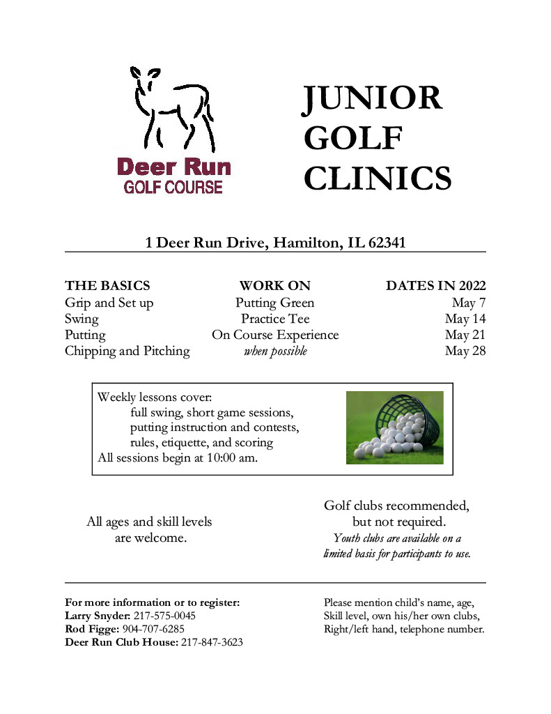 Junior Golf Clinic flyer 2022